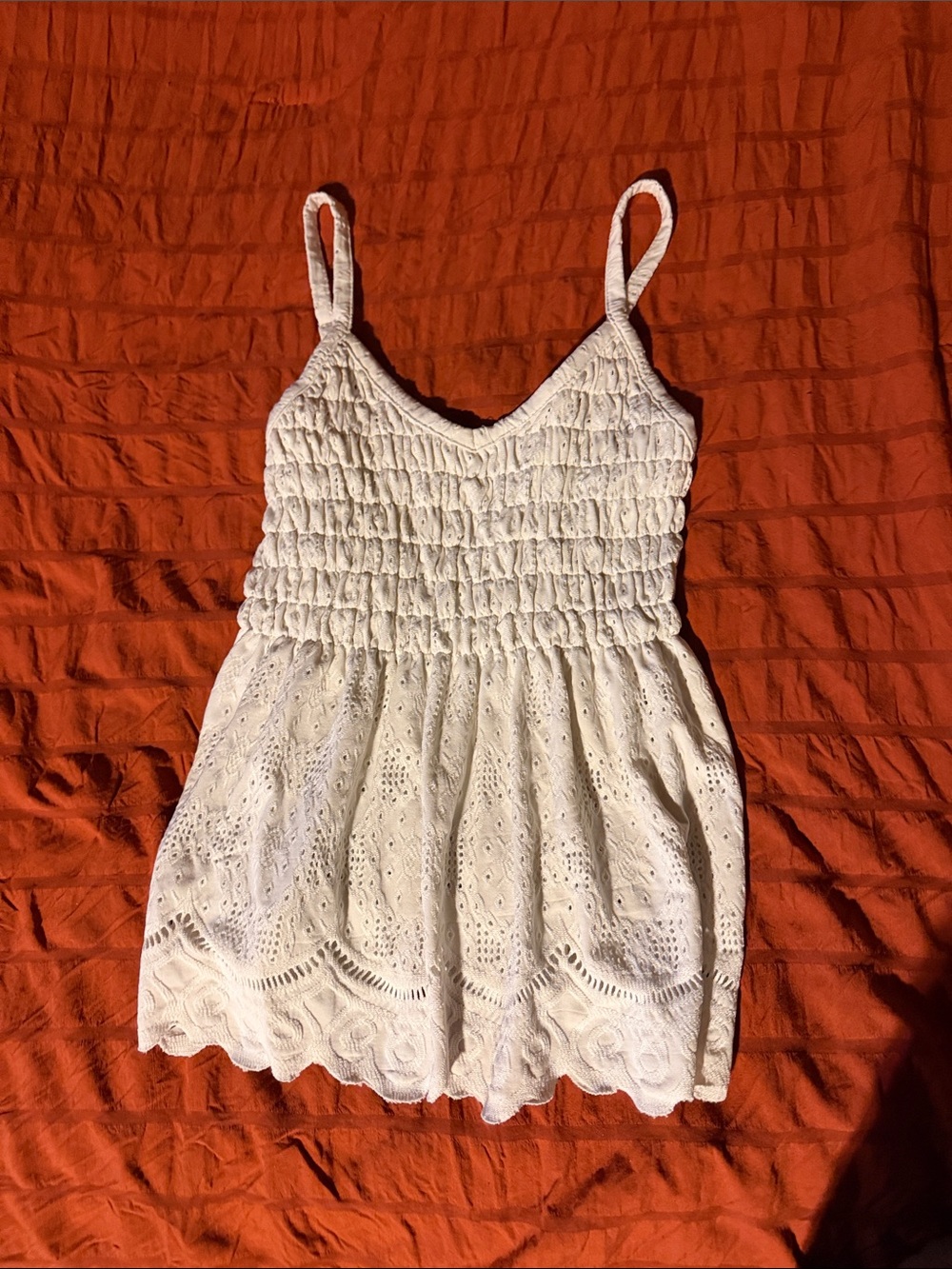 URBAN Romantics White Eyelet Smocked Cami Top